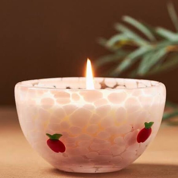 ANTHROPOLOGIE Pressed Bead Caramel Apple Cinnamon Glass Candle NEW WITH‎ TAG - Picture 3 of 4
